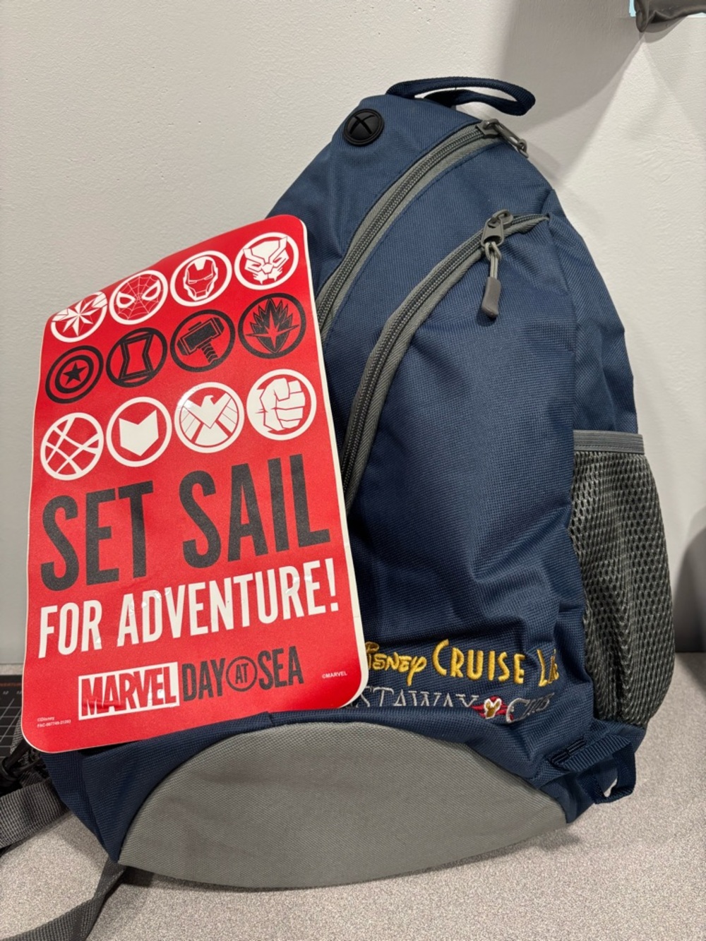 Disney Cruise Line Castaway Club Navy Sling Backpack